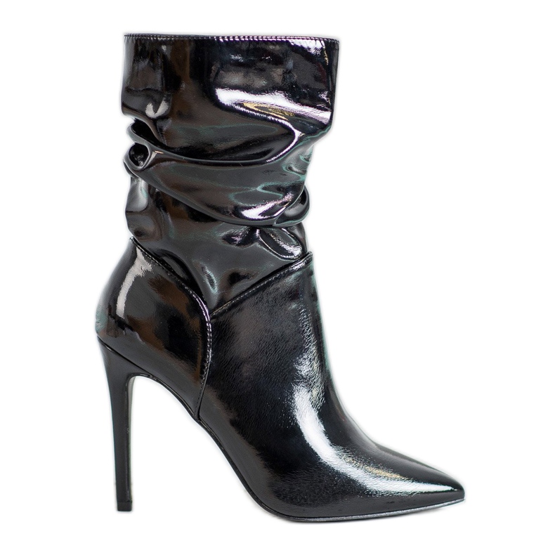 Seastar Boots laquées sur talon haut le noir