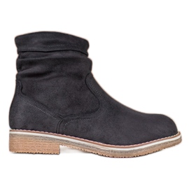 SHELOVET Bottes plates en daim noir