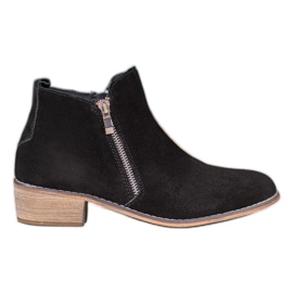 Goodin Bottines en cuir avec fermeture éclair noir