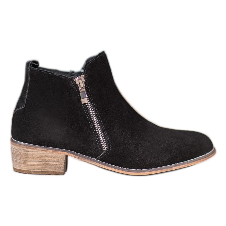 Goodin Bottines en cuir avec fermeture éclair le noir