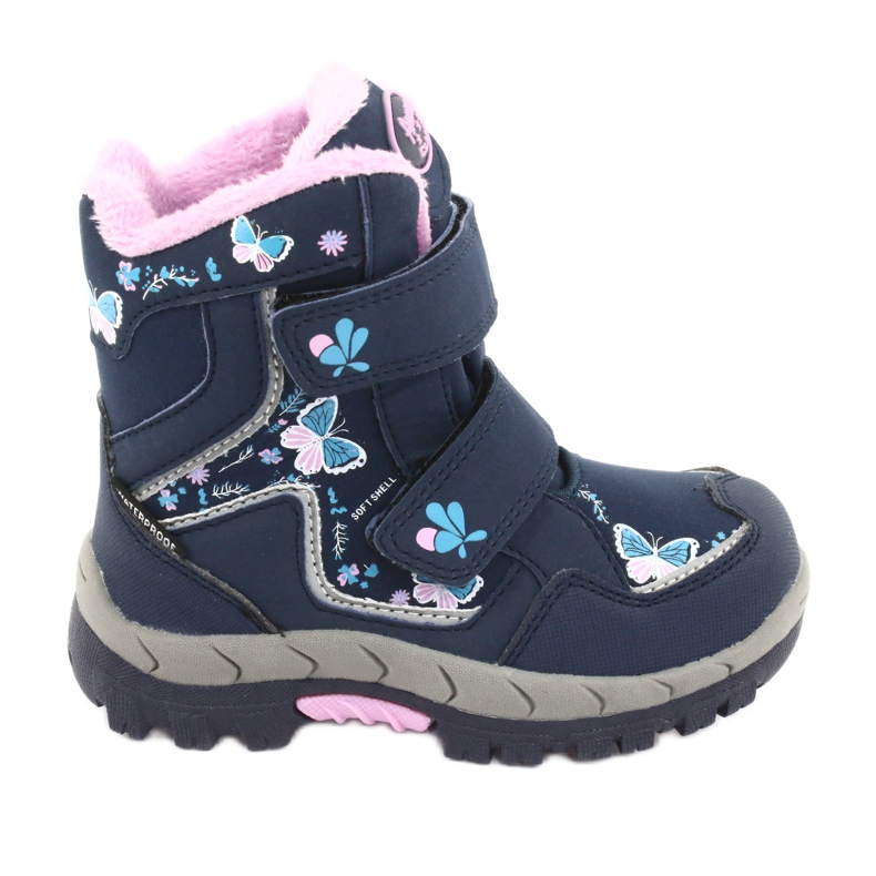 Bottines American Club membrane HL28 papillons bleu marine rose