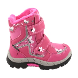 Bottines American Club membrane HL28 papillons roses blanc noir
