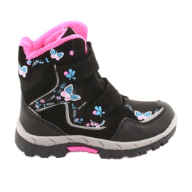 Bottines American Club à membrane HL27 papillons noirs bleu rose