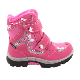 Bottines American Club membrane HL27 papillons roses blanc noir