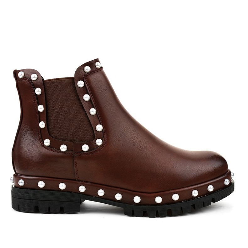Bottines Chelsea bordeaux avec perles C-7211 rouge Bottines Chelsea bordeaux avec perles C-7211 rouge