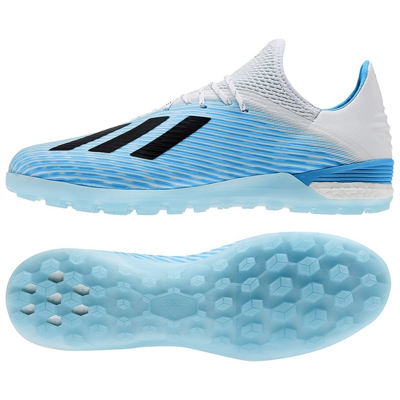 Chaussures de foot Adidas X 19.1 Tf M F99999 blanche bleu Chaussures de foot Adidas X 19.1 Tf M F99999 blanche bleu