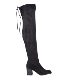SHELOVET Cuissardes à talon décoratif noir