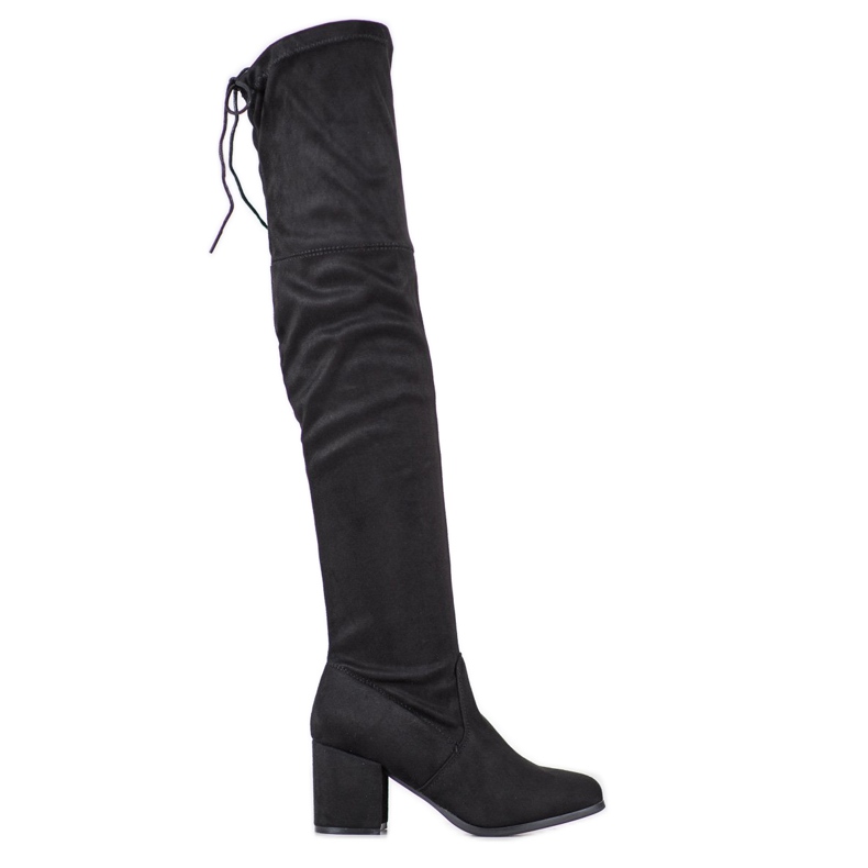 Ideal Shoes Cuissardes en daim le noir