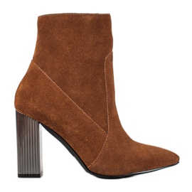 Goodin Bottes en cuir sexy brun