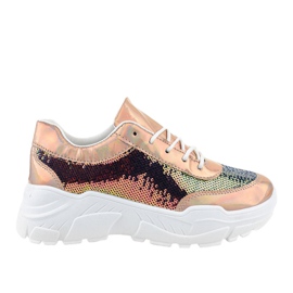 Chaussures de sport champagne à paillettes W-3118 jaune