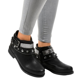 Boots noires ornées d'une fermeture éclair LL178