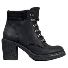 Queen Vivi Bottines à lacets en cuir écologique noir