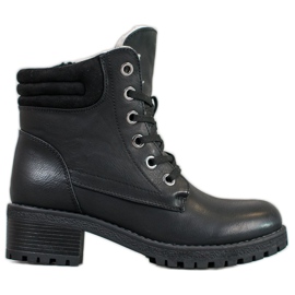 Goodin Bottines à lacets en peau de mouton noir