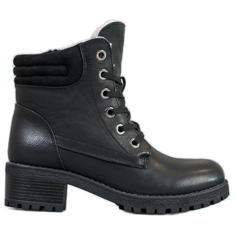Goodin Bottines à lacets en peau de mouton le noir