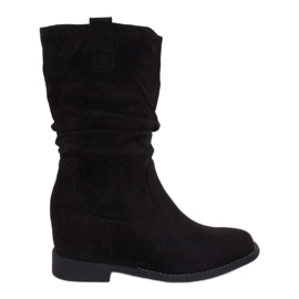 Bottes noires sur un talon compensé caché noir 9475 Noir