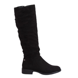 Boots femme en daim noir E9308 Noir le noir
