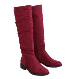 Bottines femme en daim bordeaux E9308 Wine rouge
