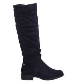 Boots femme en daim bleu marine E9308 Bleu Boots femme en daim bleu marine E9308 Bleu