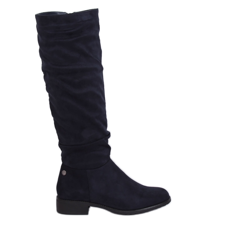 Boots femme en daim bleu marine E9308 Bleu