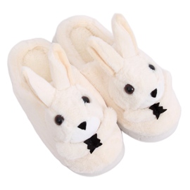 Chaussons femme lapin beige MA17 Blanc Chaussons femme lapin beige MA17 Blanc