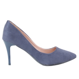 Escarpins sur un talon confortable bleu NF-49P Dk Blue