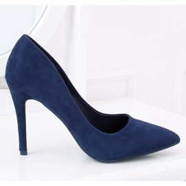 Escarpins à talon en daim bleu marine GG-70 DK.BLUE