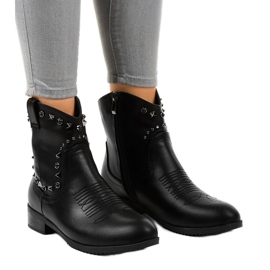 Bottines noires avec une fermeture éclair L893-2 le noir