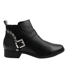 Bottines plates noires avec une bande élastique et une fermeture éclair Y8159 le noir