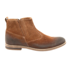 Chaussure en daim avec une fermeture éclair Riko 859 camel brun