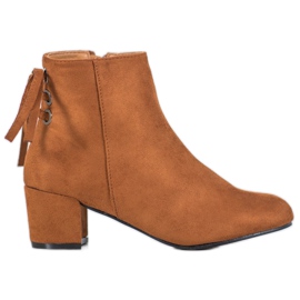 Forever Folie Bottines en daim à nœud brun
