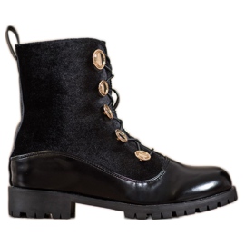 Seastar Bottines En Velours Avec Côtes le noir