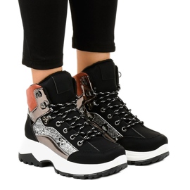 Baskets isolées noires pour femmes F-19208-1 multicolore