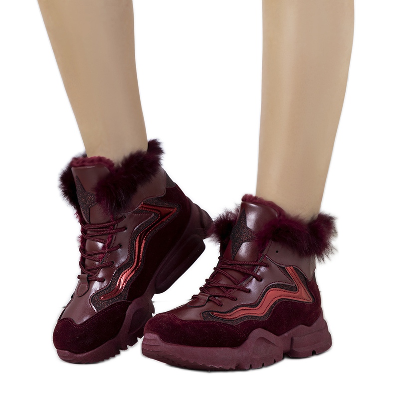 Baskets bordeaux chaudes LS-2062 rouge