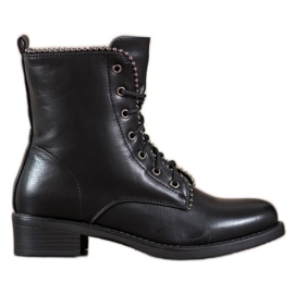Janessa Bottines à lacets classiques le noir