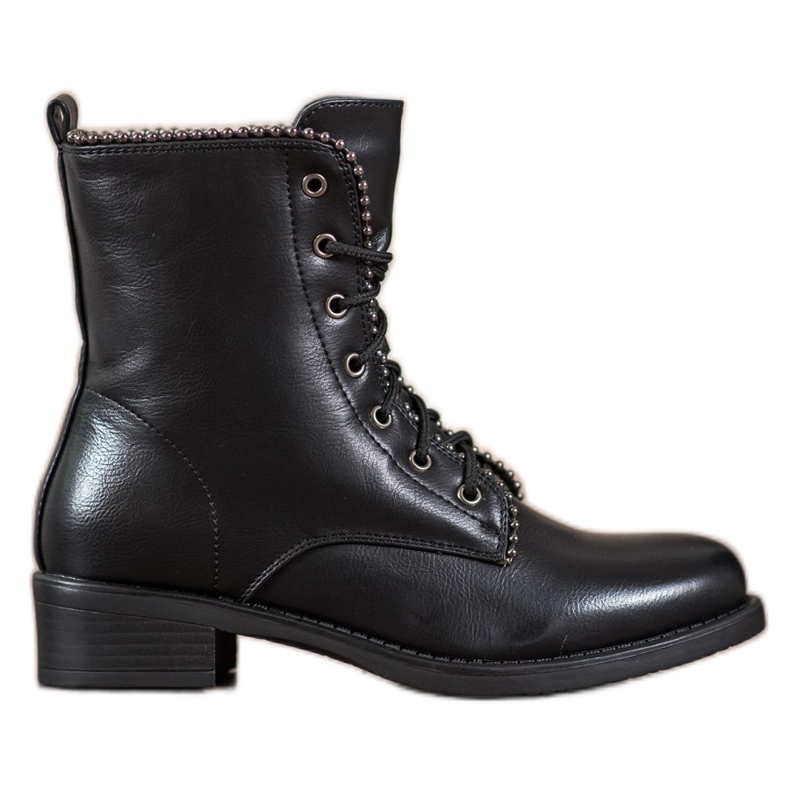 Janessa Bottines à lacets classiques le noir