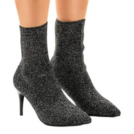 Bottines noires et argentées LL-103P gris