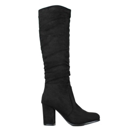 Wilady Bottes en daim sur un pilier le noir