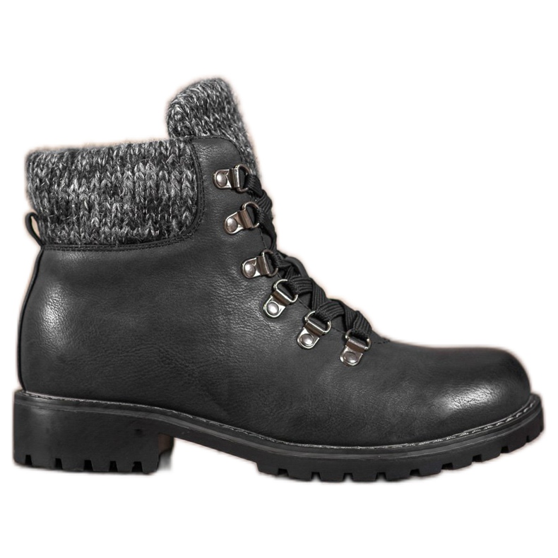 SHELOVET Bottes à lacets noires le noir