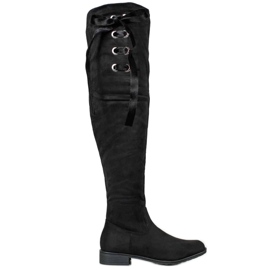 Ideal Shoes Cuissardes avec ruban noir