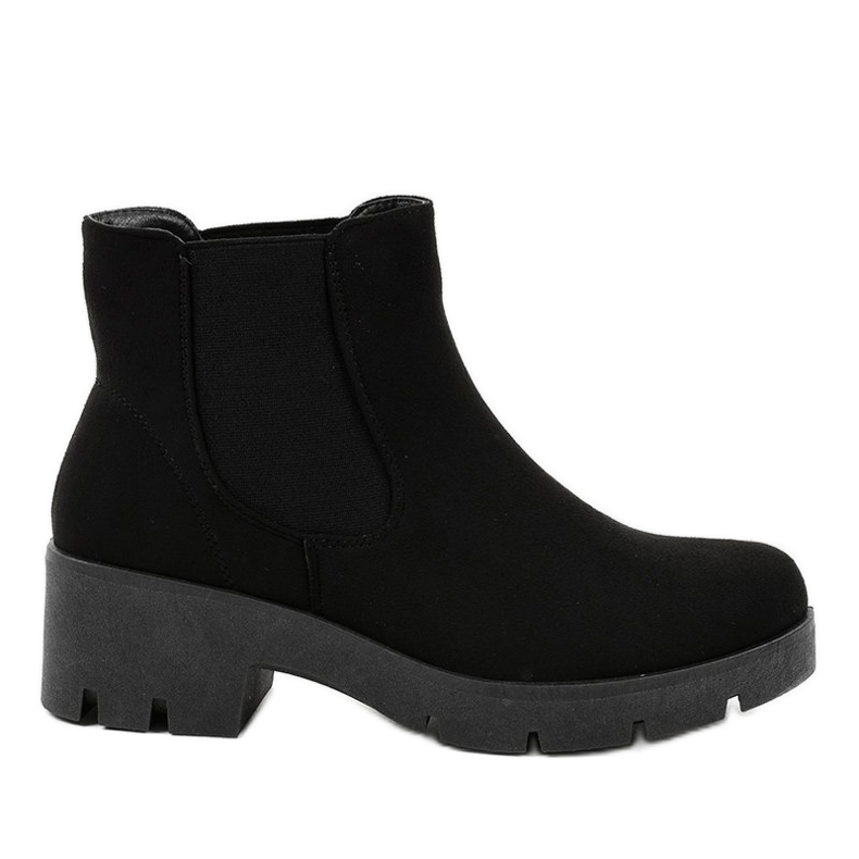 Bottines noires à talons hauts et élastique 9996-6 le noir