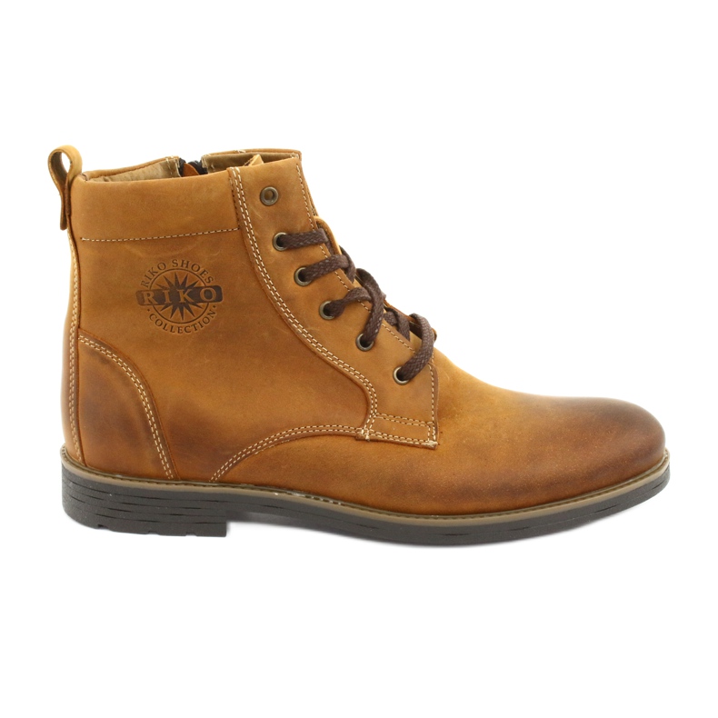 Bottines à talons hauts sur la fermeture éclair Riko 884 folle ensoleillée brun jaune