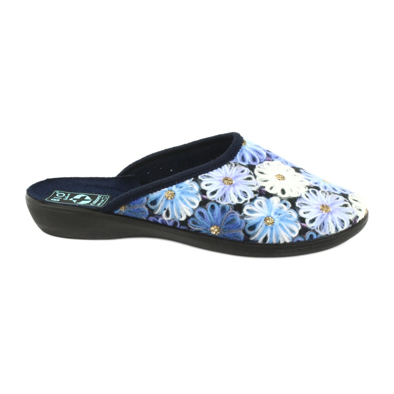 Chaussons 3D fleurs Adanex 24192 bleu marine blanche jaune