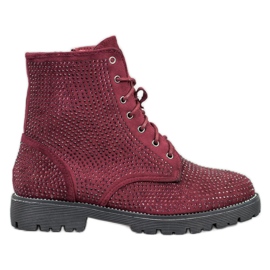 Sweet Shoes Bottines en daim bordeaux rouge