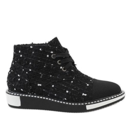 Bottines noires à lacets TS01P le noir