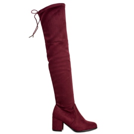 Ideal Shoes Cuissardes en daim rouge