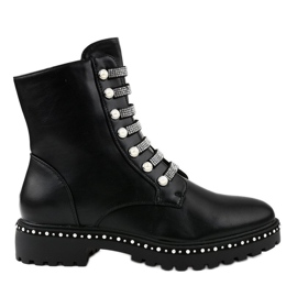Bottines plates noires pour femmes A-537 le noir