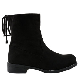 Bottines plates en daim noir 7378-PA