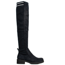 Ideal Shoes Bottes en daim à enfiler le noir