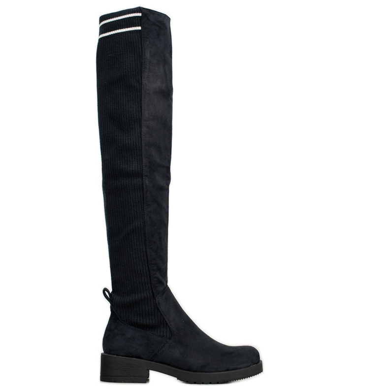 Ideal Shoes Bottes en daim à enfiler le noir