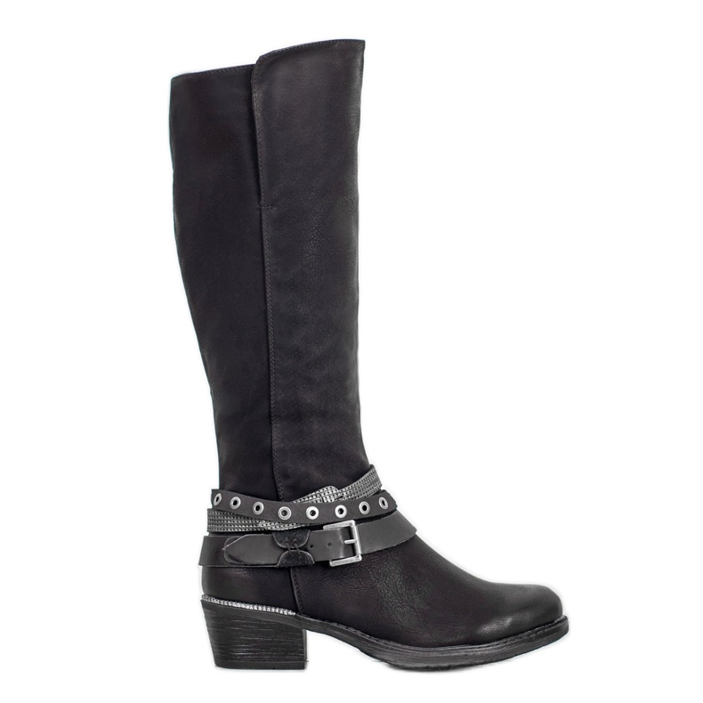 SHELOVET Bottes noires avec ornements le noir
